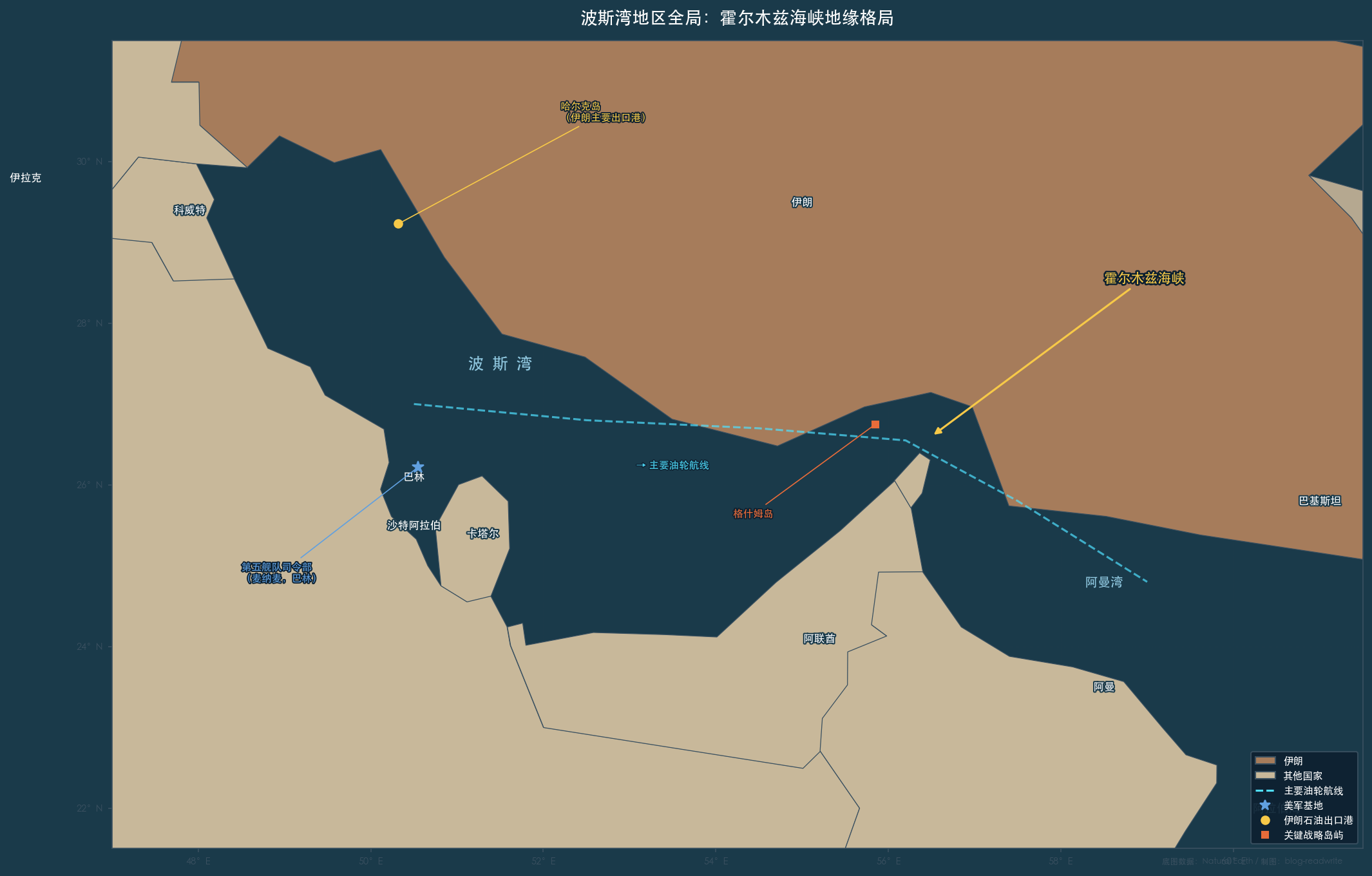 波斯湾地区全局地图